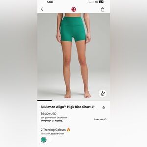 Lululemon High Rise Short 4”